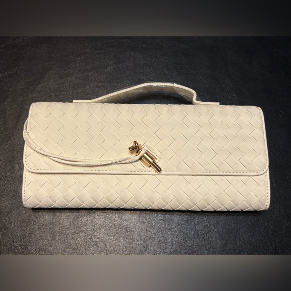 FEW MODA Cream Crossbody Clutch with Top Handle